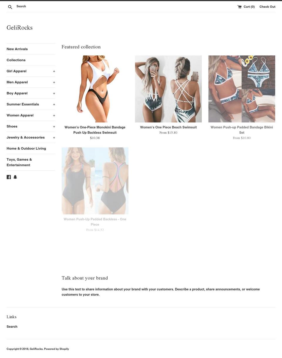gelirocks.com — Shopify storefront screenshot