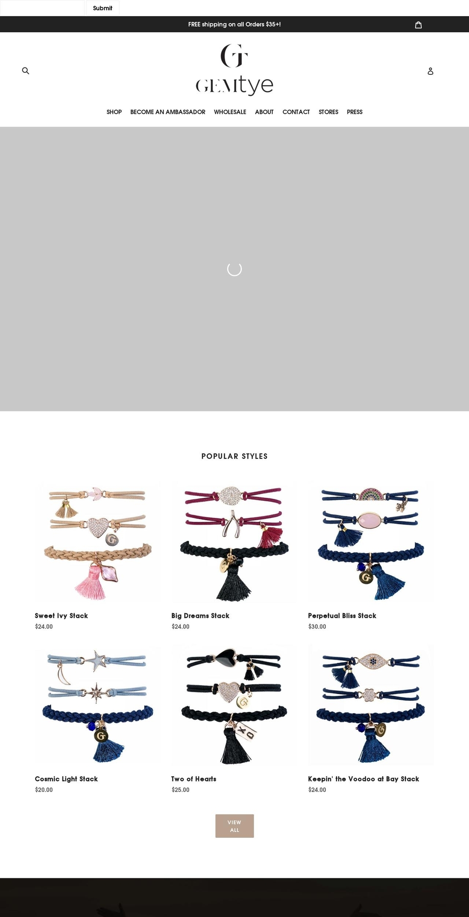 gem-tye.com — Shopify storefront screenshot