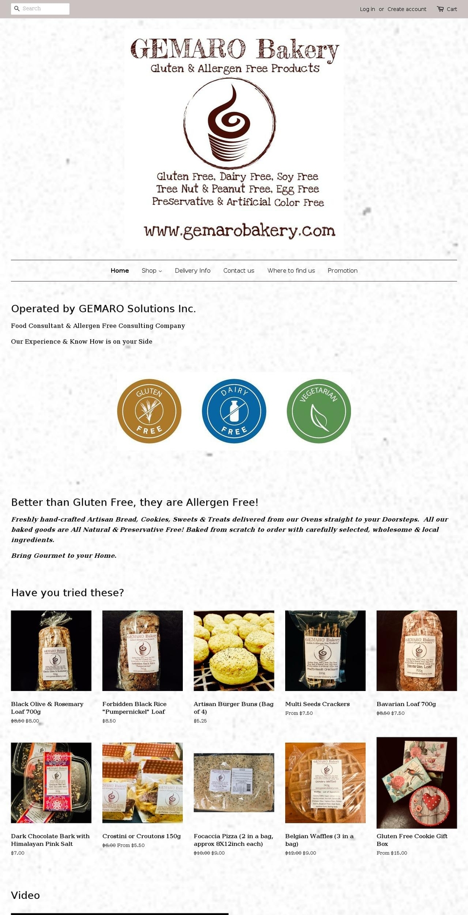 gemarobakery.com shopify website screenshot