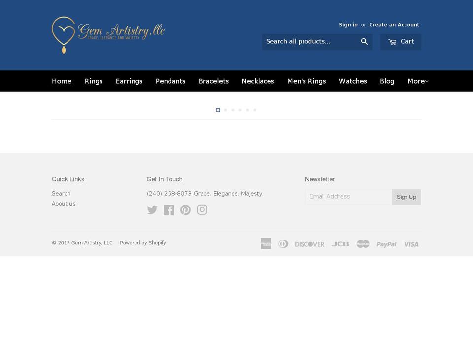 gemartistryllc.com shopify website screenshot
