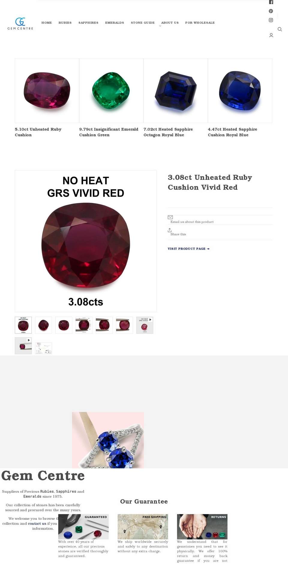 gemcentre.com shopify website screenshot