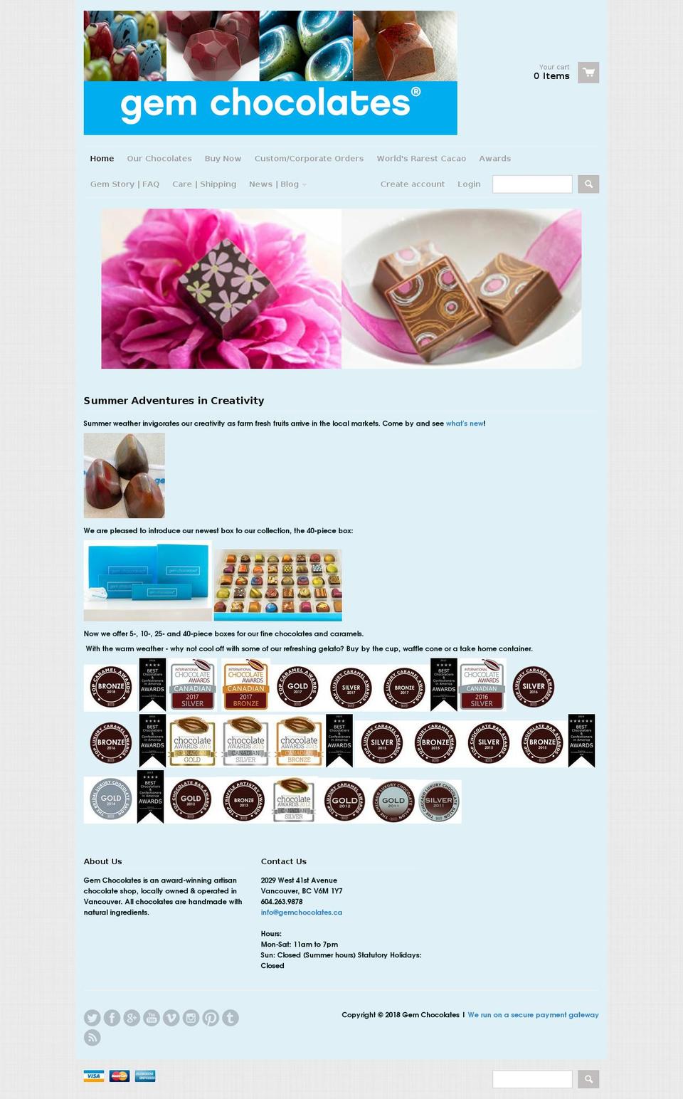 gemchocolates.com — Shopify storefront screenshot