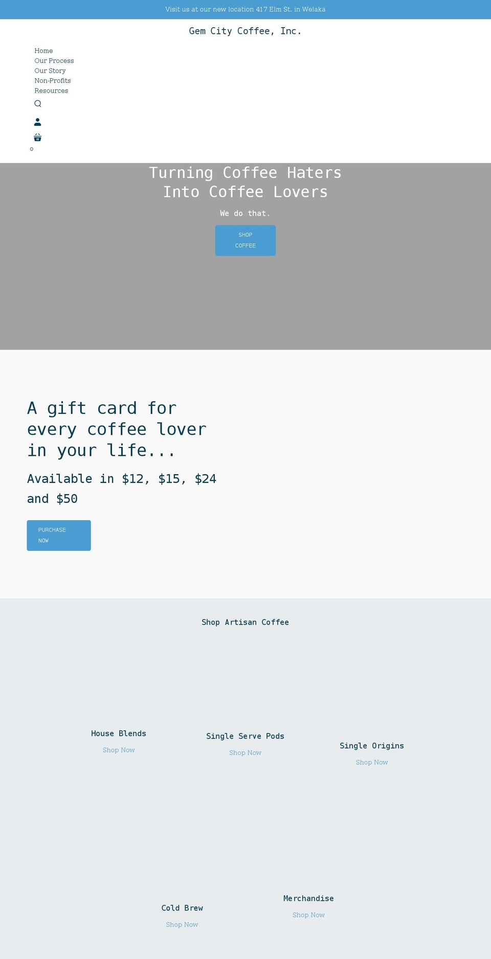 gemcitycoffeeinc.com shopify website screenshot