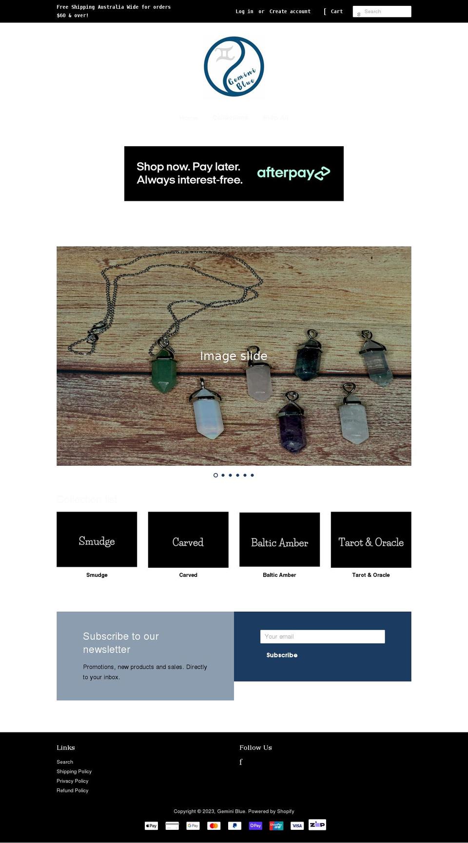 geminiblue.com.au shopify website screenshot
