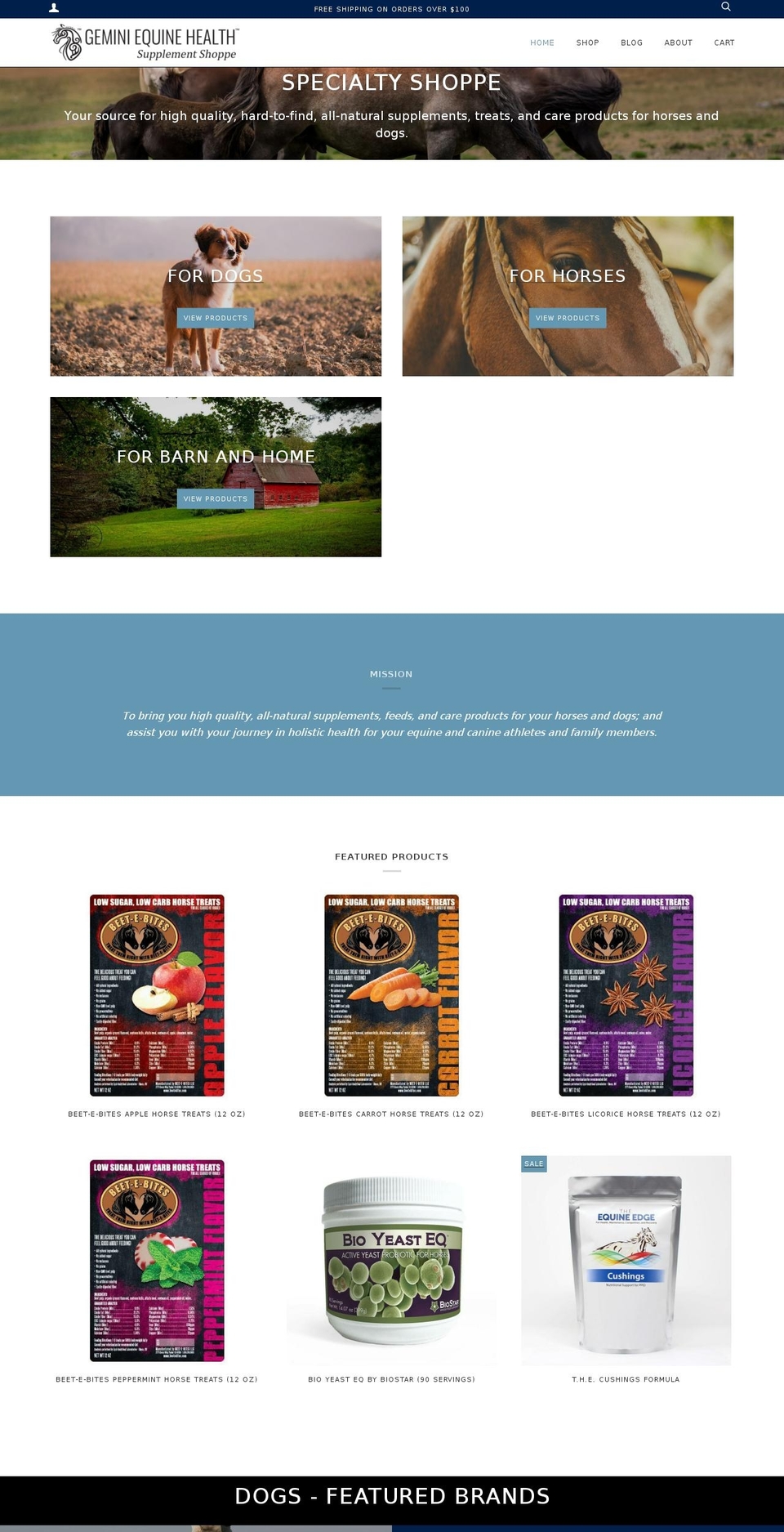 geminiequinehealth.com — Shopify storefront screenshot