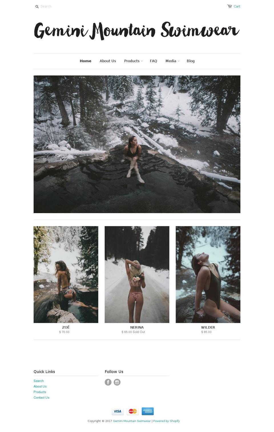 geminimountainswimwear.com shopify website screenshot