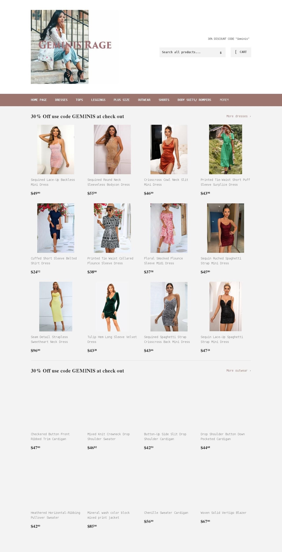 geminisrage.com shopify website screenshot