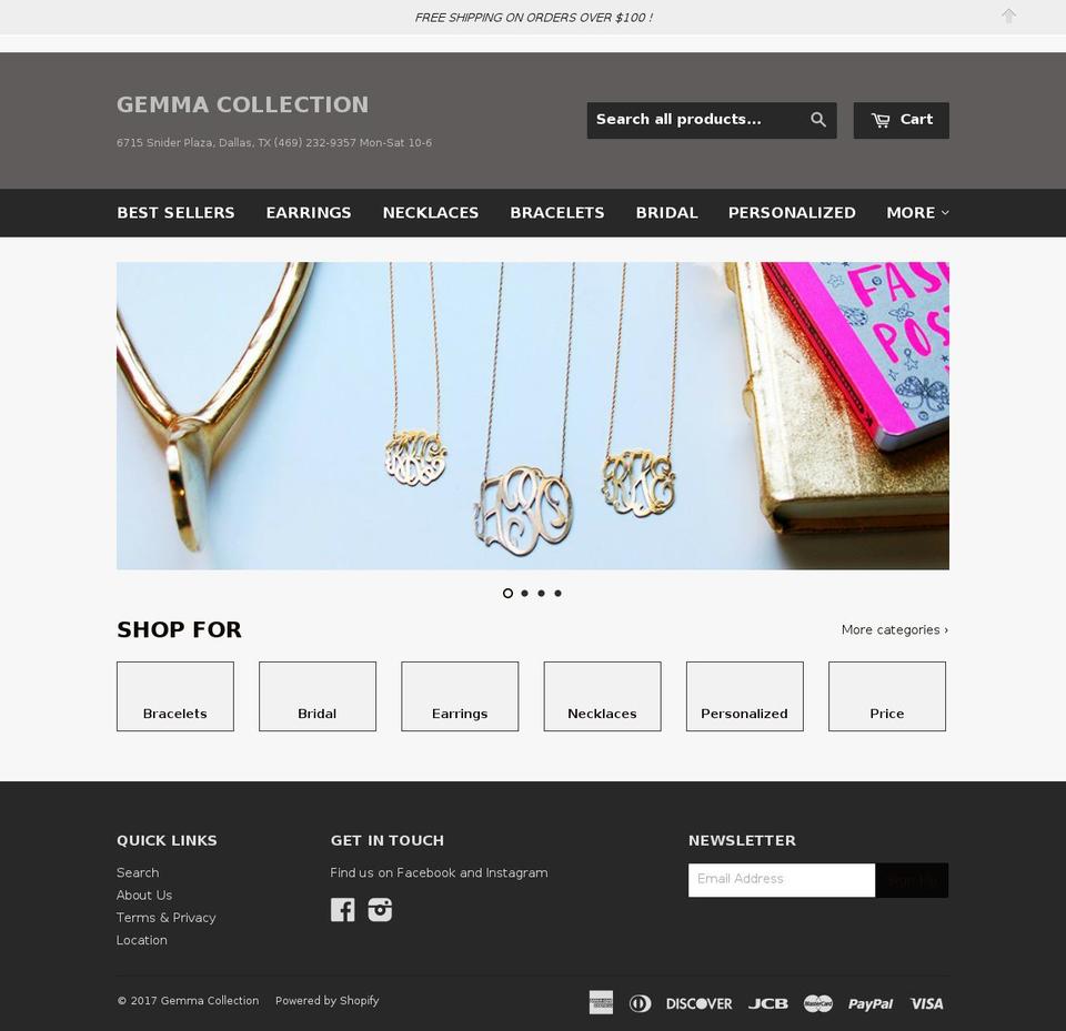 gemmacollection.com shopify website screenshot
