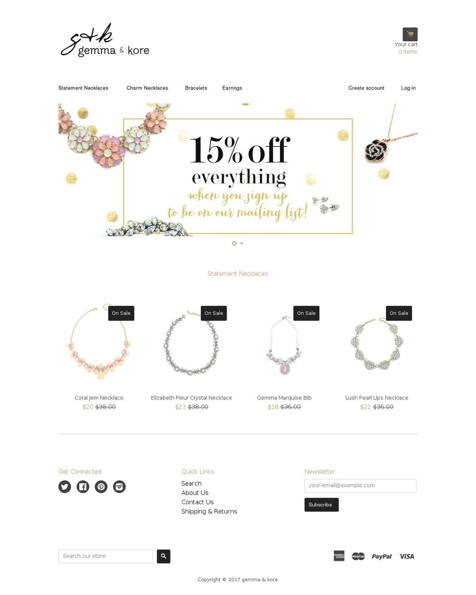 gemmakore.com shopify website screenshot