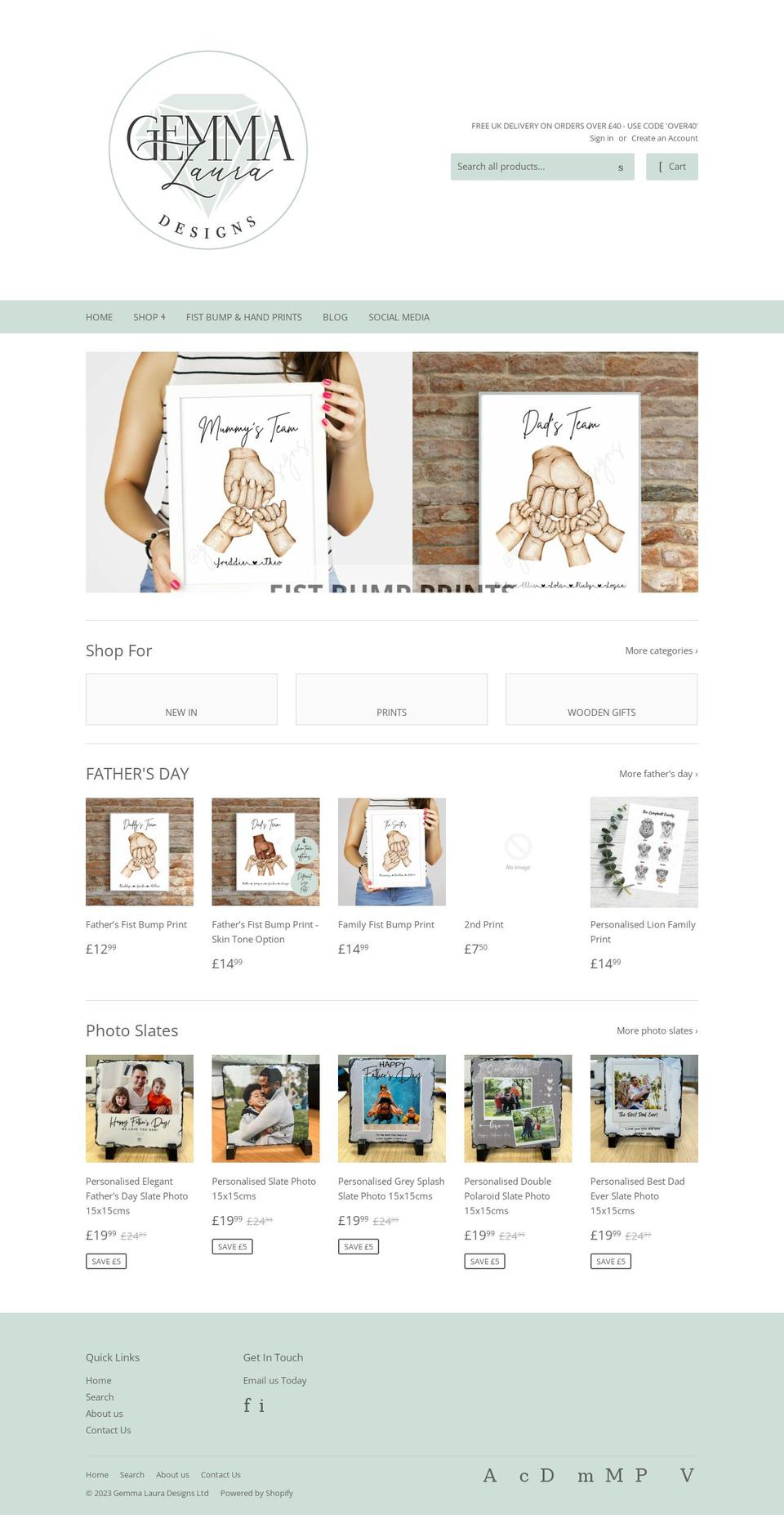 gemmalauradesigns.co.uk shopify website screenshot