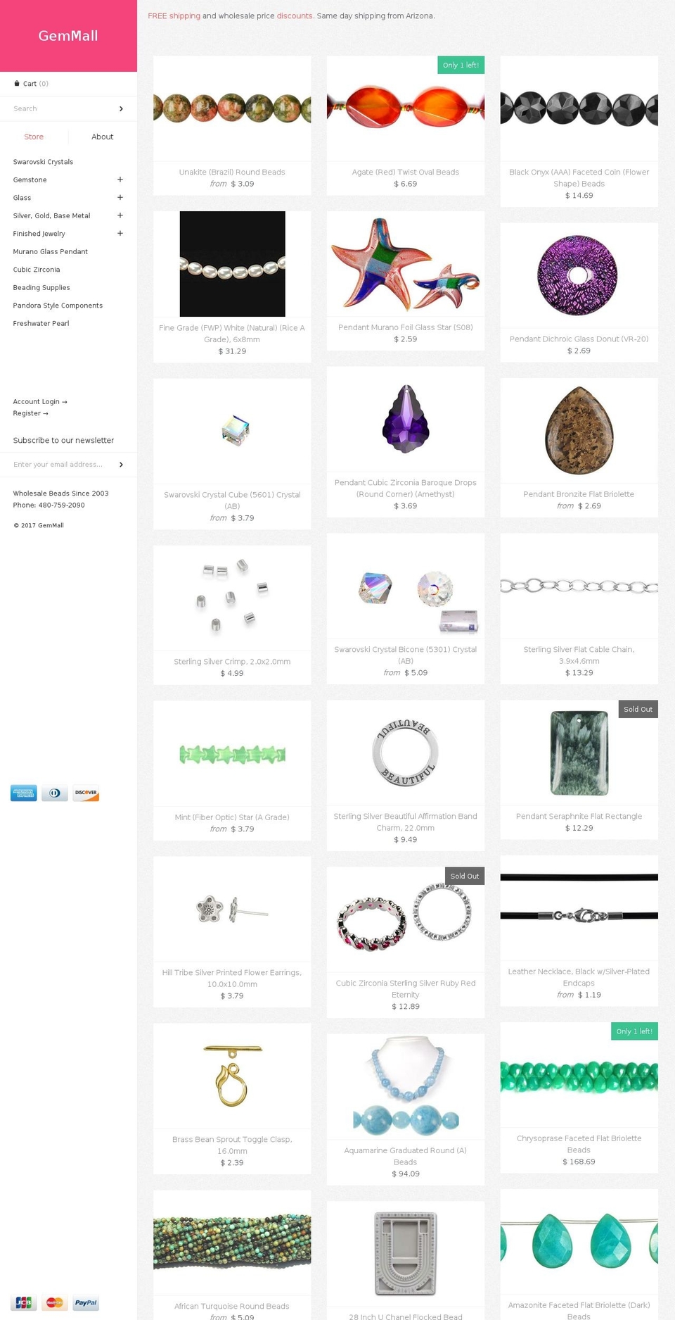 Masonry Shopify theme site example gemmall.com