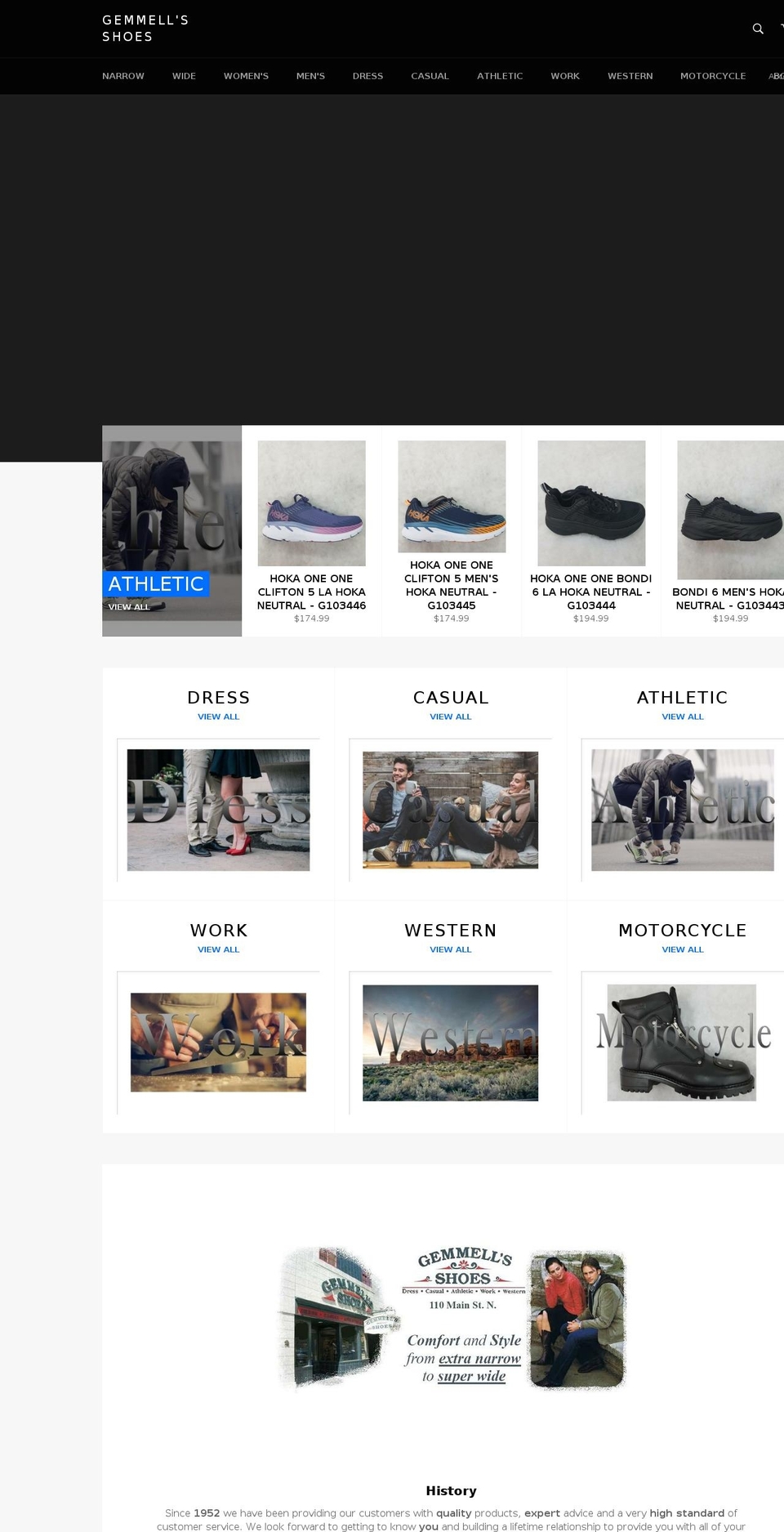 gemmellsshoes.ca shopify website screenshot