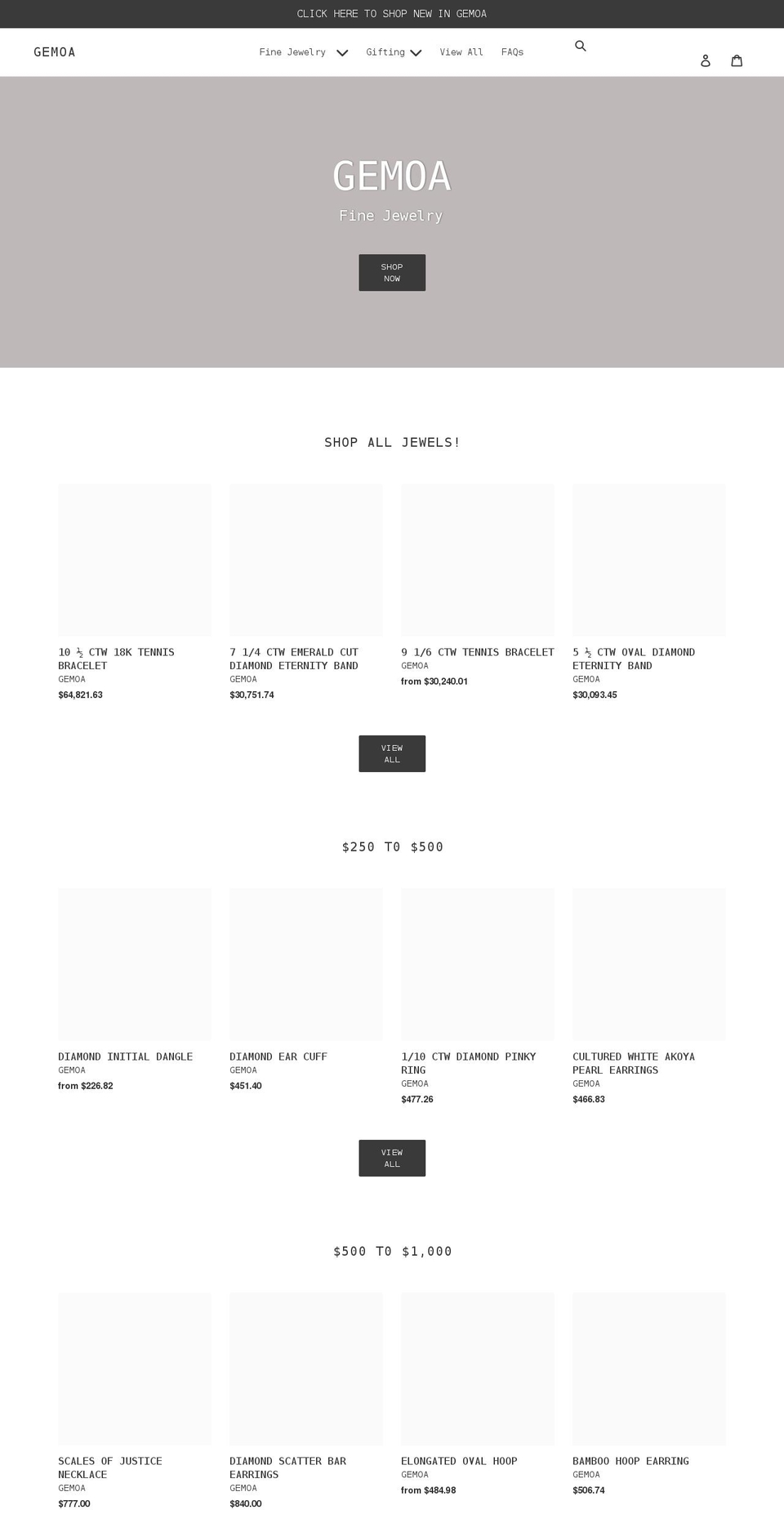 gemoagems.com shopify website screenshot