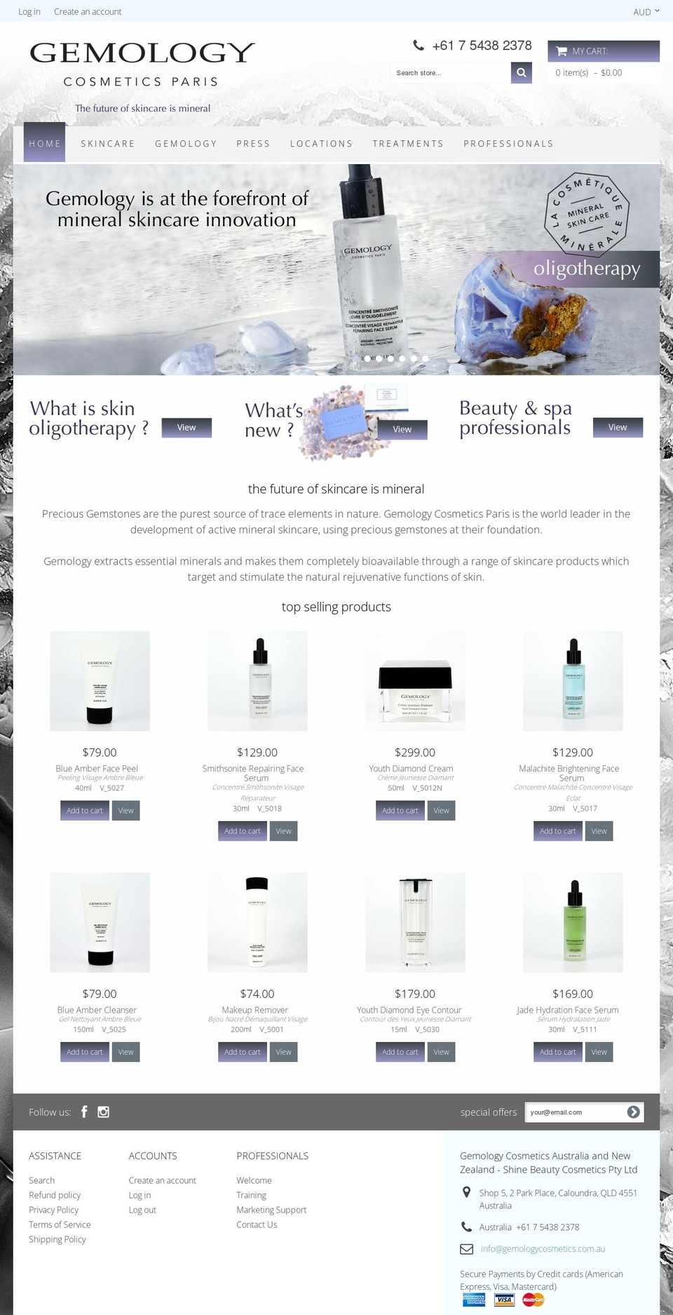 gemologycosmetics.com.au shopify website screenshot