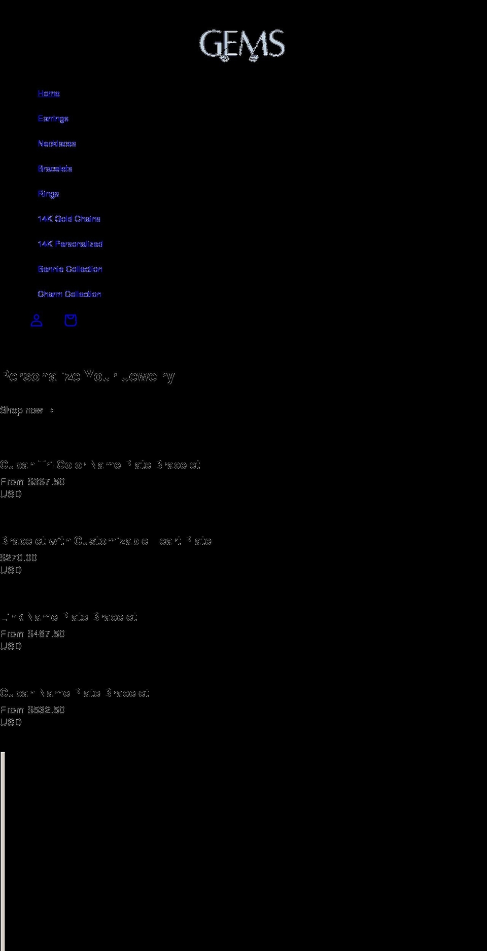 gems-bygianna.com shopify website screenshot