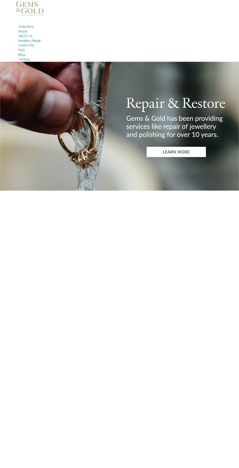 gemsandgold.com.sg shopify website screenshot