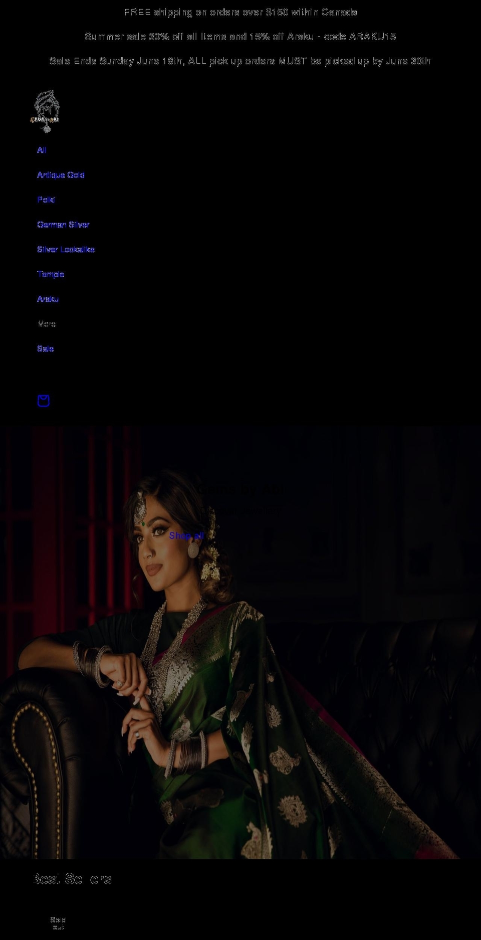 gemsbyabi.com shopify website screenshot