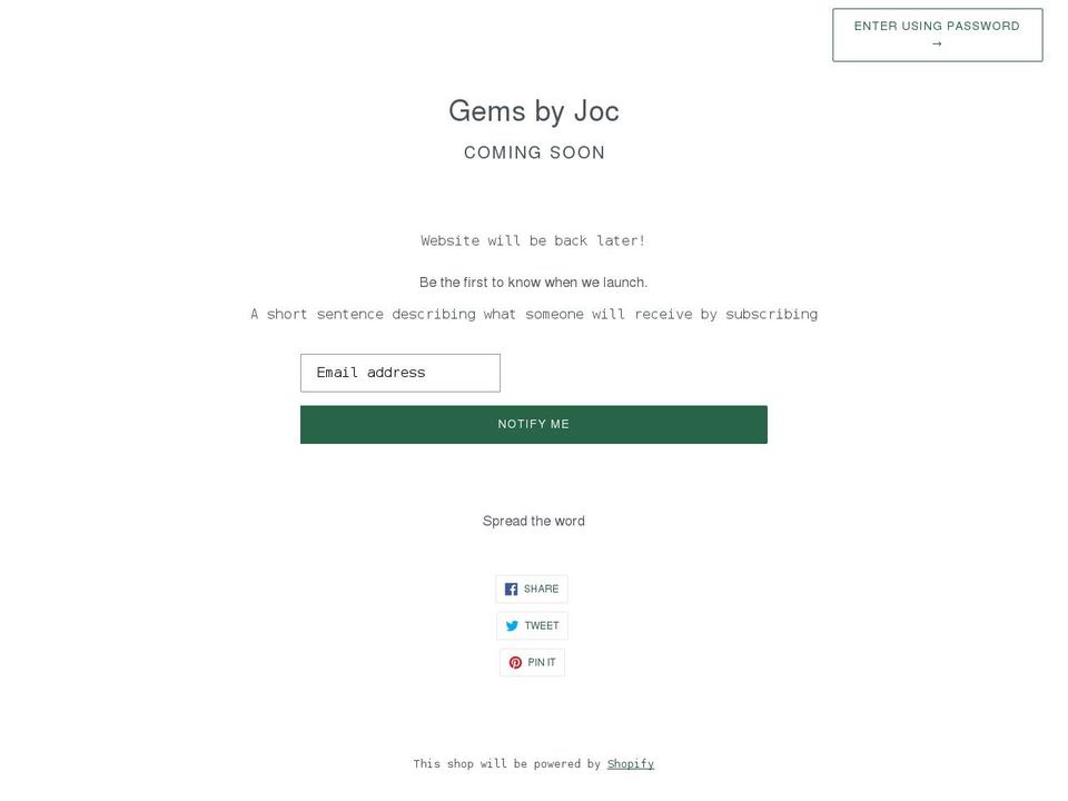 gemsbyjoc.com shopify website screenshot
