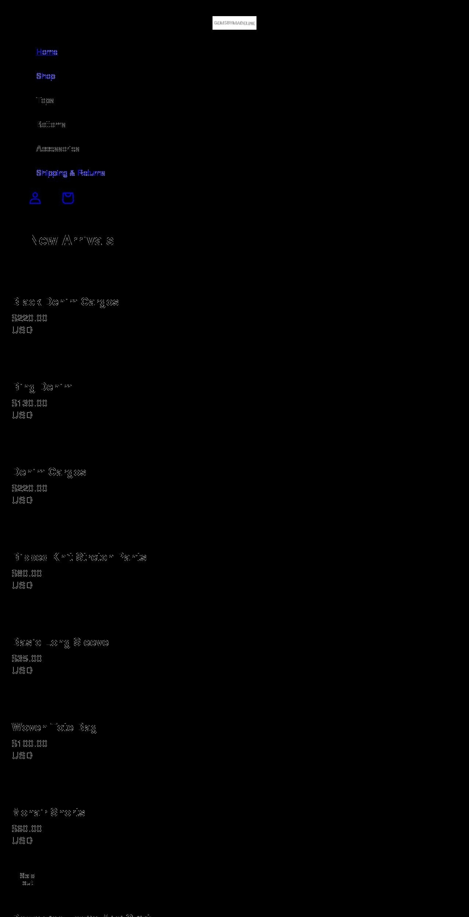 gemsbymadeline.com shopify website screenshot