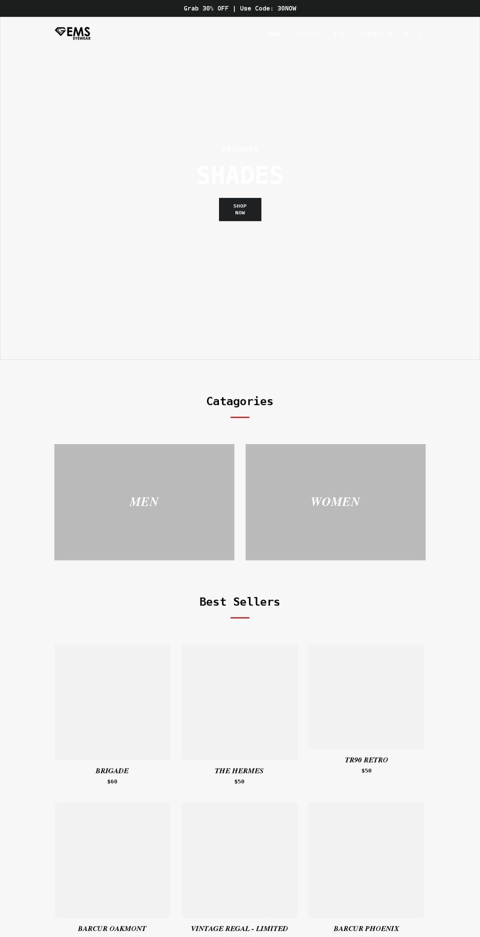 gemseyewear.com shopify website screenshot