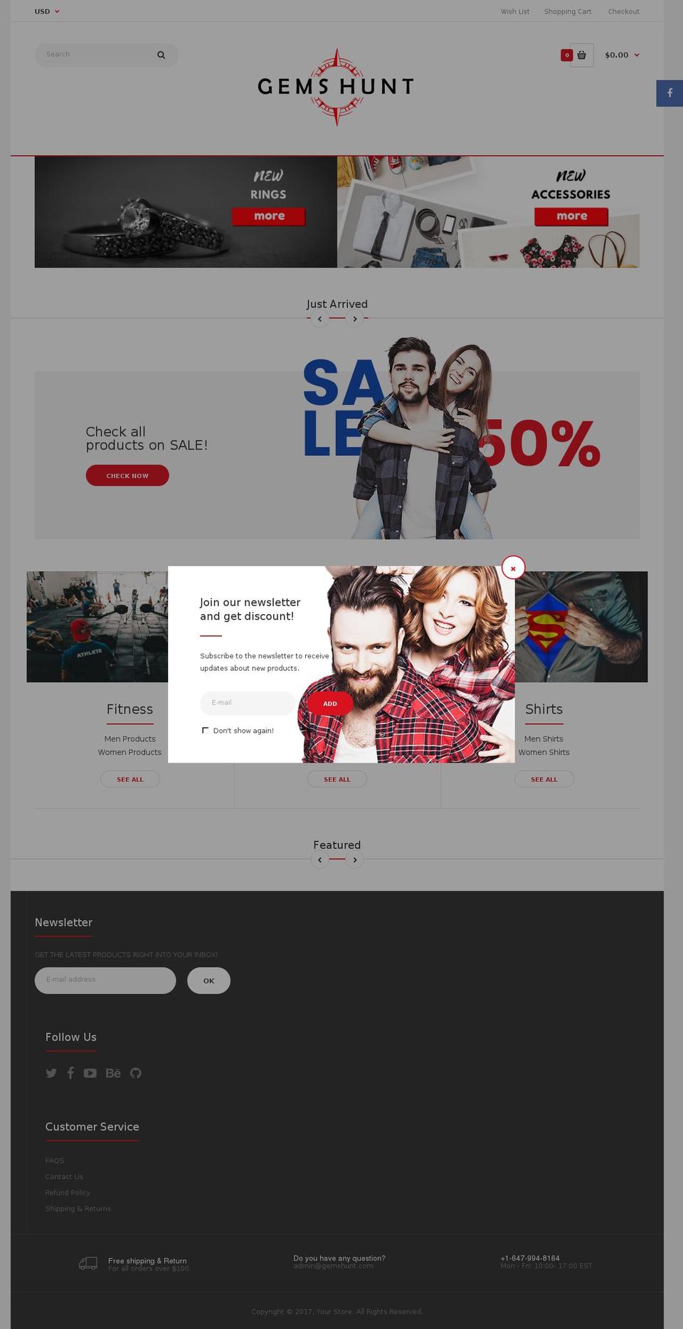 fastor2-0-default Shopify theme site example gemshunt.com