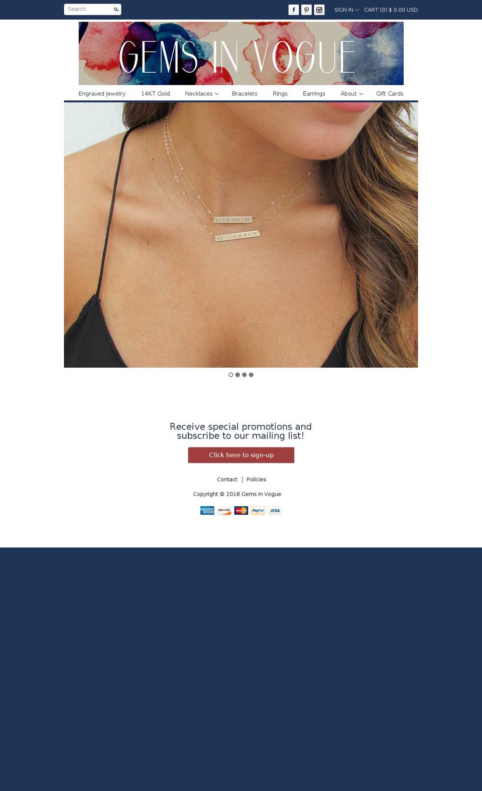 gemsinvogue.com shopify website screenshot