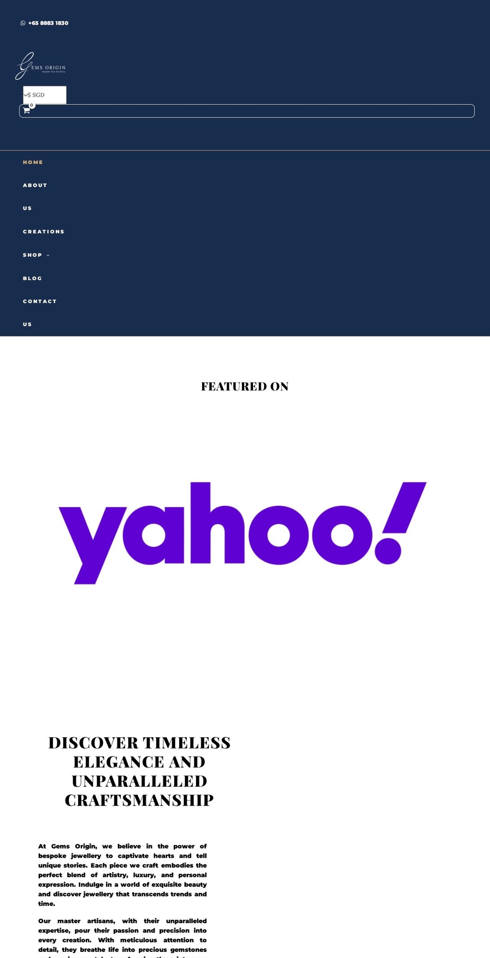 gemsorigin.com — Shopify storefront screenshot