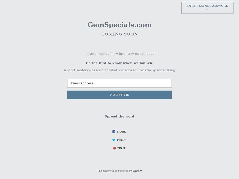 gemspecials.com shopify website screenshot