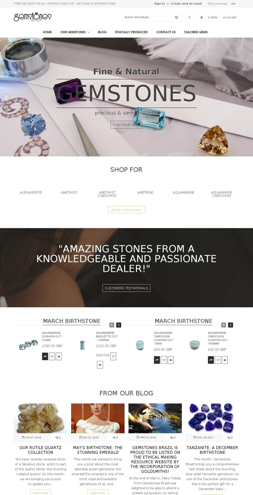 gemstonesbrasil.com shopify website screenshot