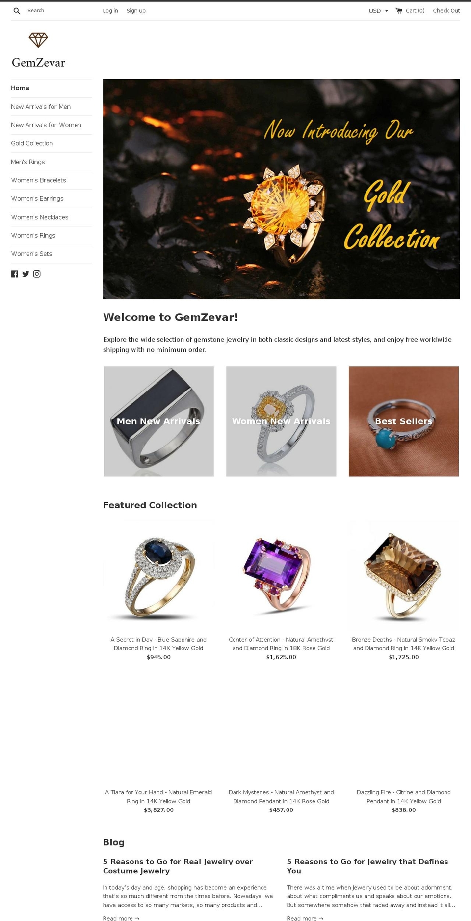 gemzevar.com — Shopify storefront screenshot
