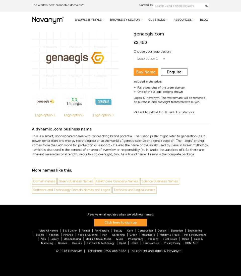 genaegis.com shopify website screenshot