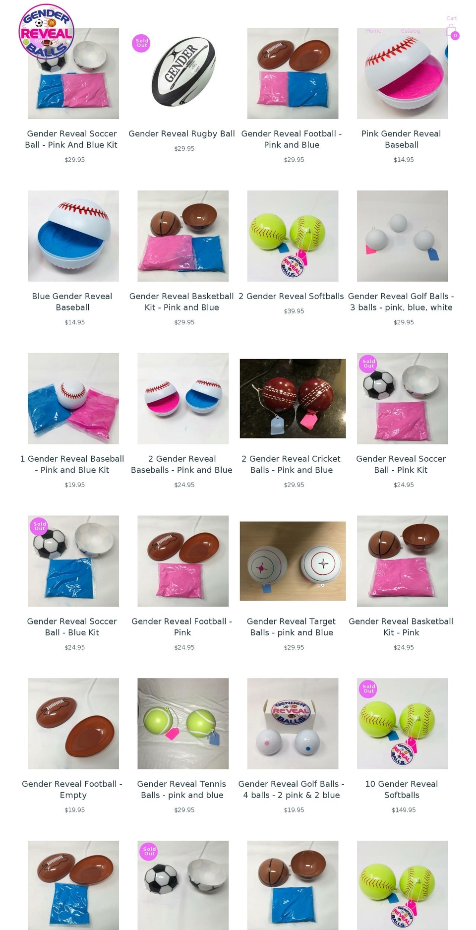 genderrevealballs.com shopify website screenshot