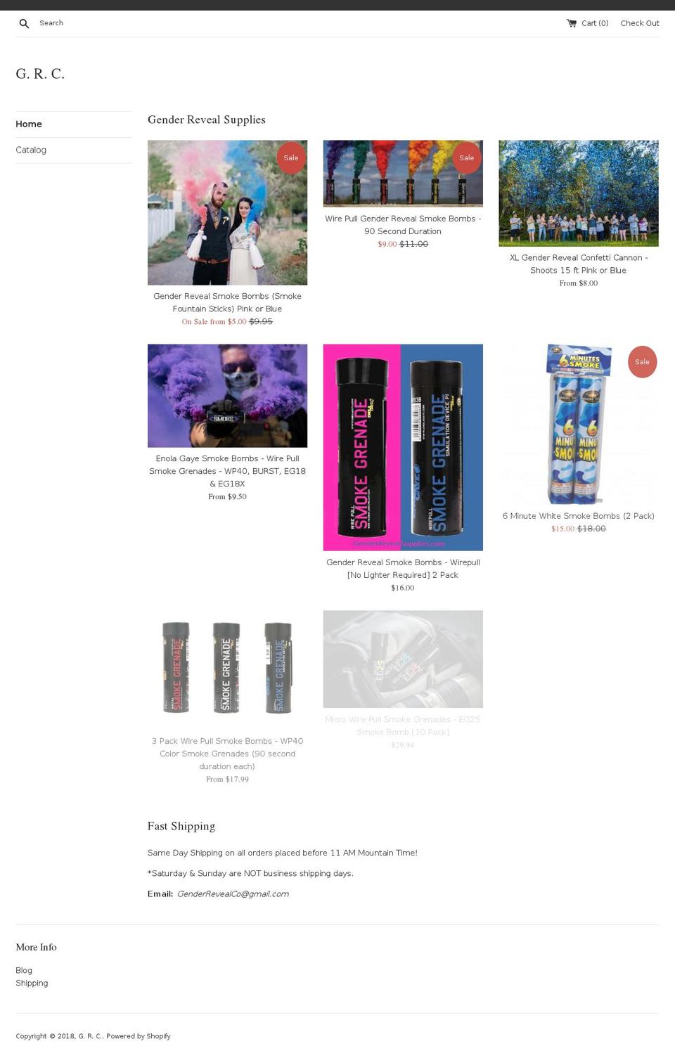 genderrevealco.com shopify website screenshot