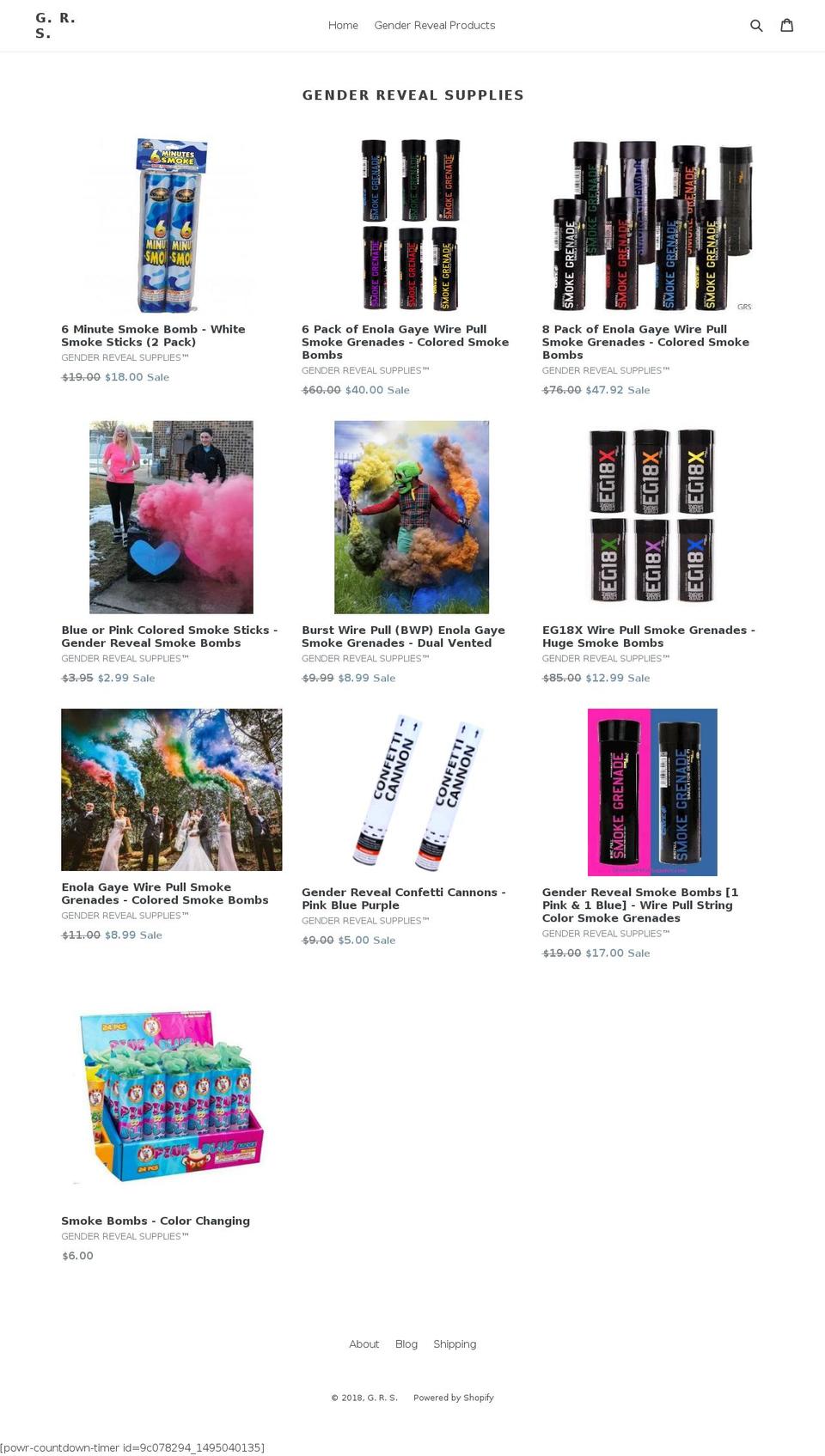 genderrevealsupplies.com shopify website screenshot