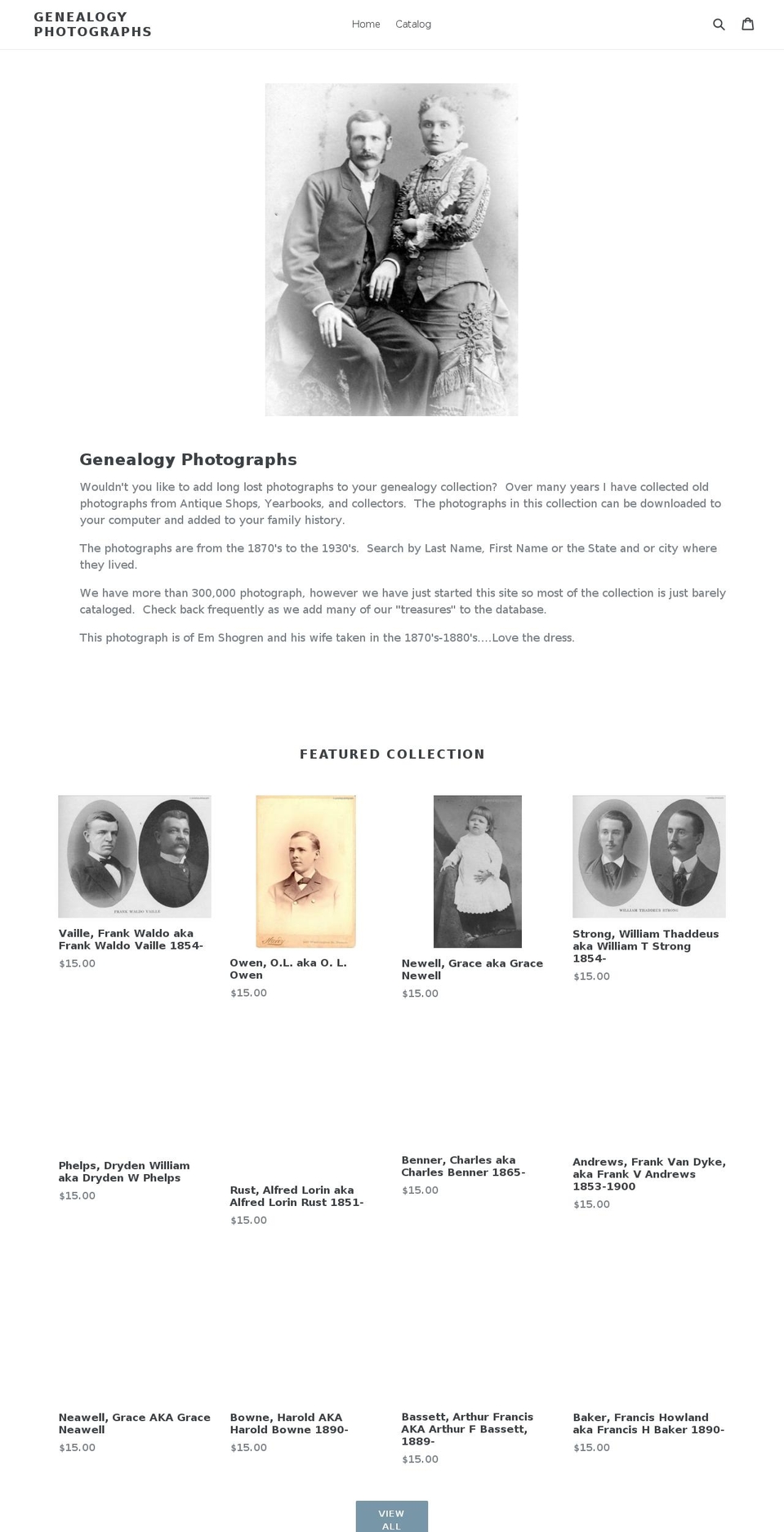 genealogyphotograph.com — Shopify storefront screenshot