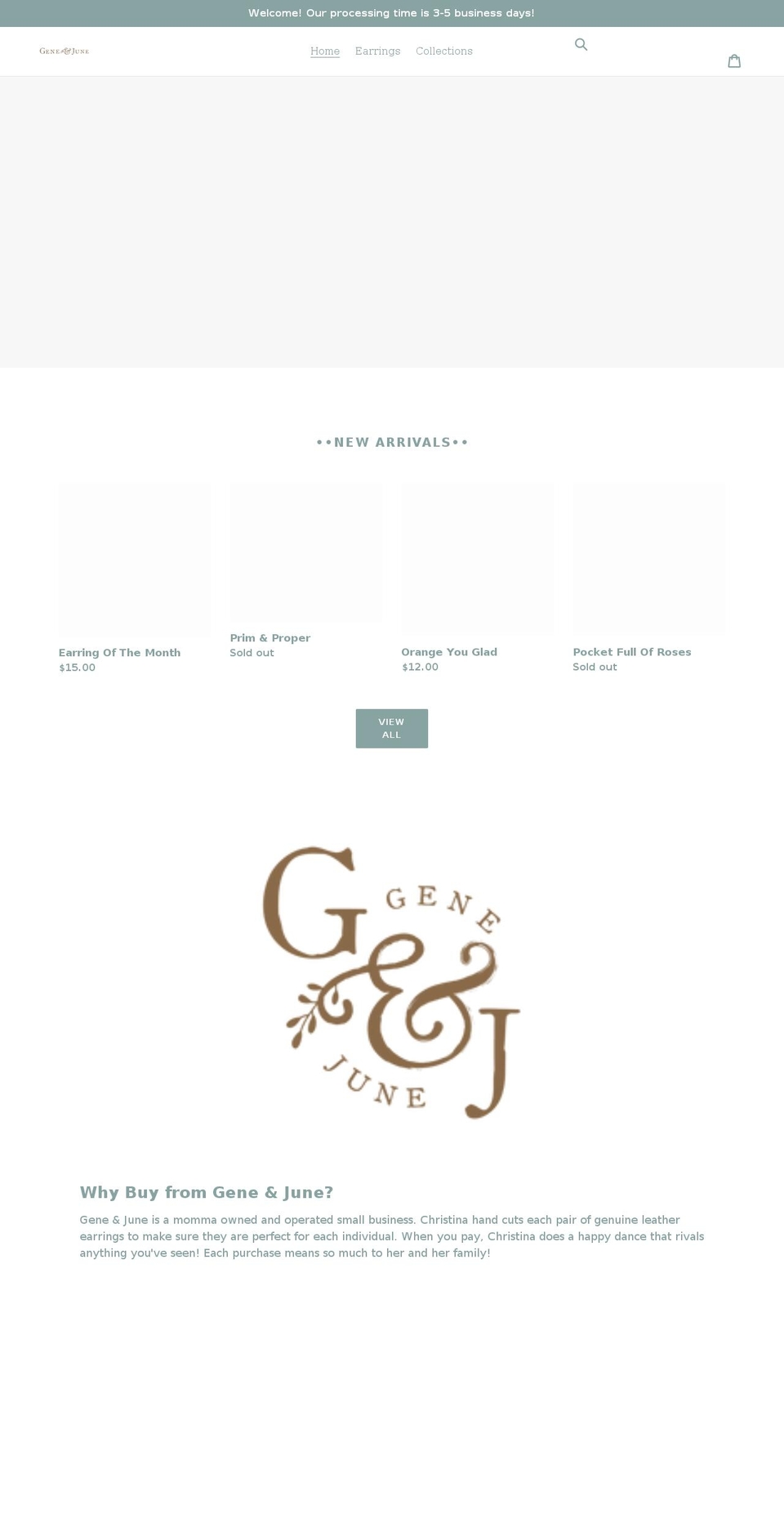 geneandjune.com shopify website screenshot