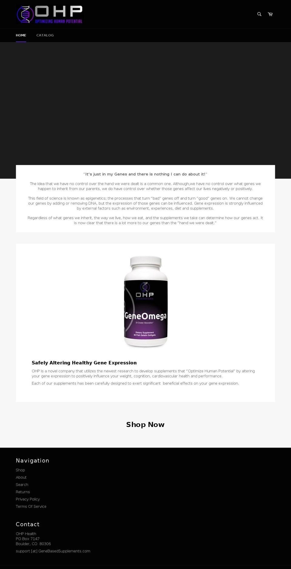 genebasedsupplements.com — Shopify storefront screenshot