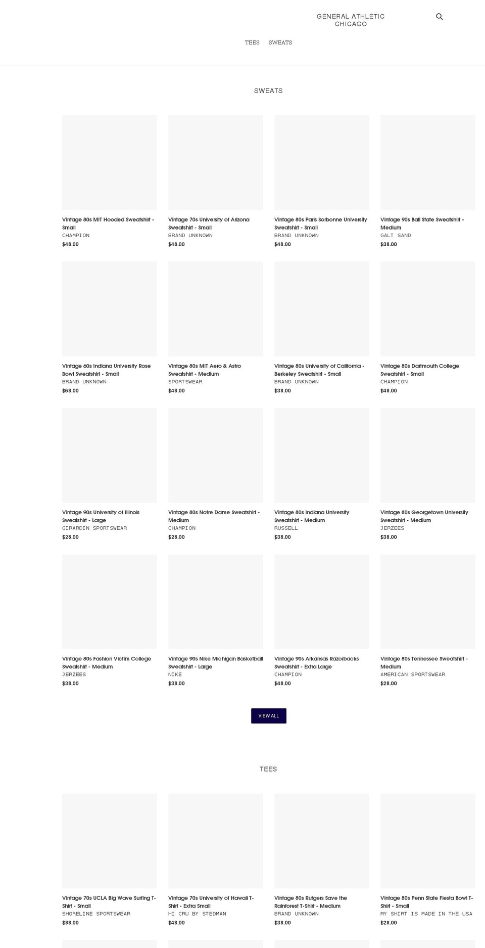 generalathleticchicago.com shopify website screenshot