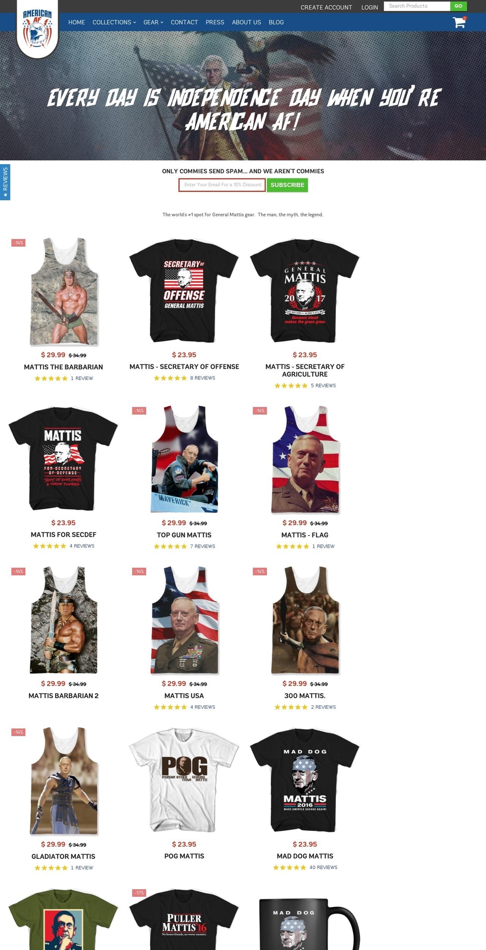 generalmattis.com shopify website screenshot