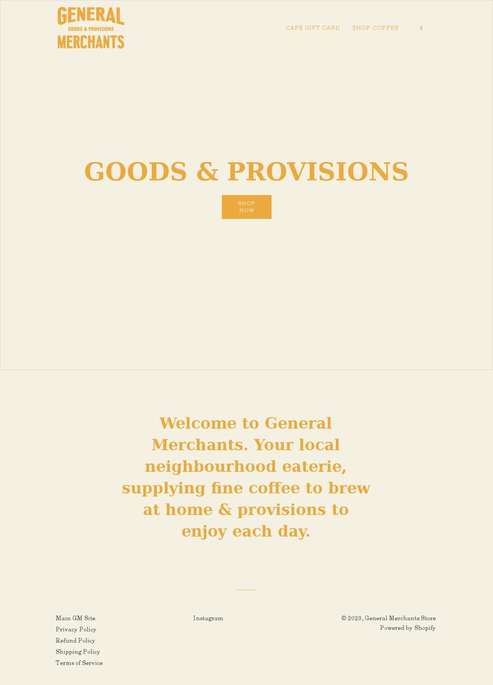 generalmerchants.coffee shopify website screenshot