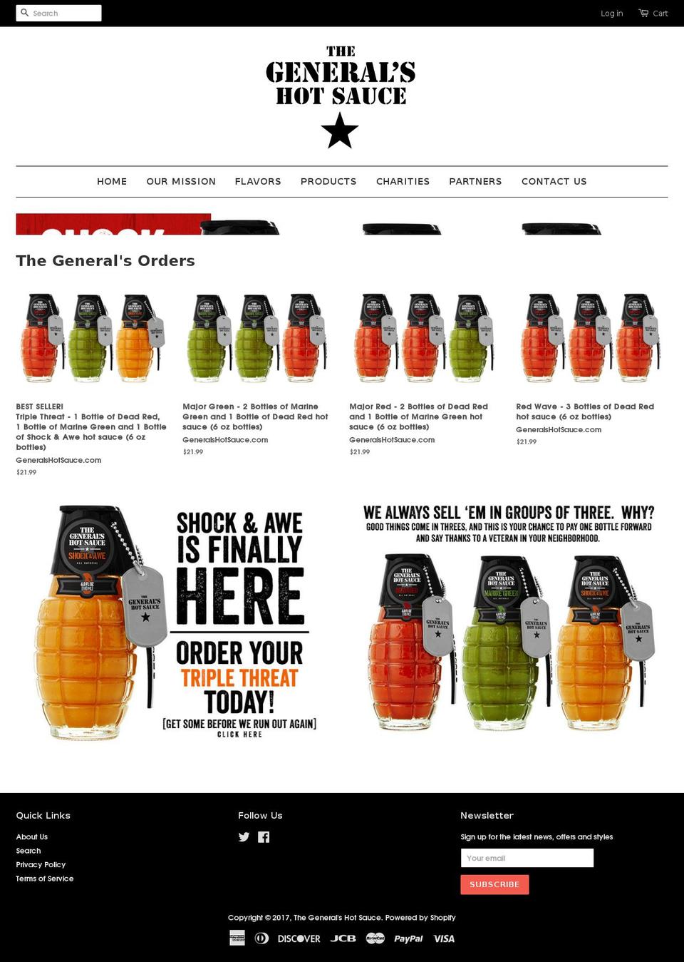 generalshotsauce.com shopify website screenshot