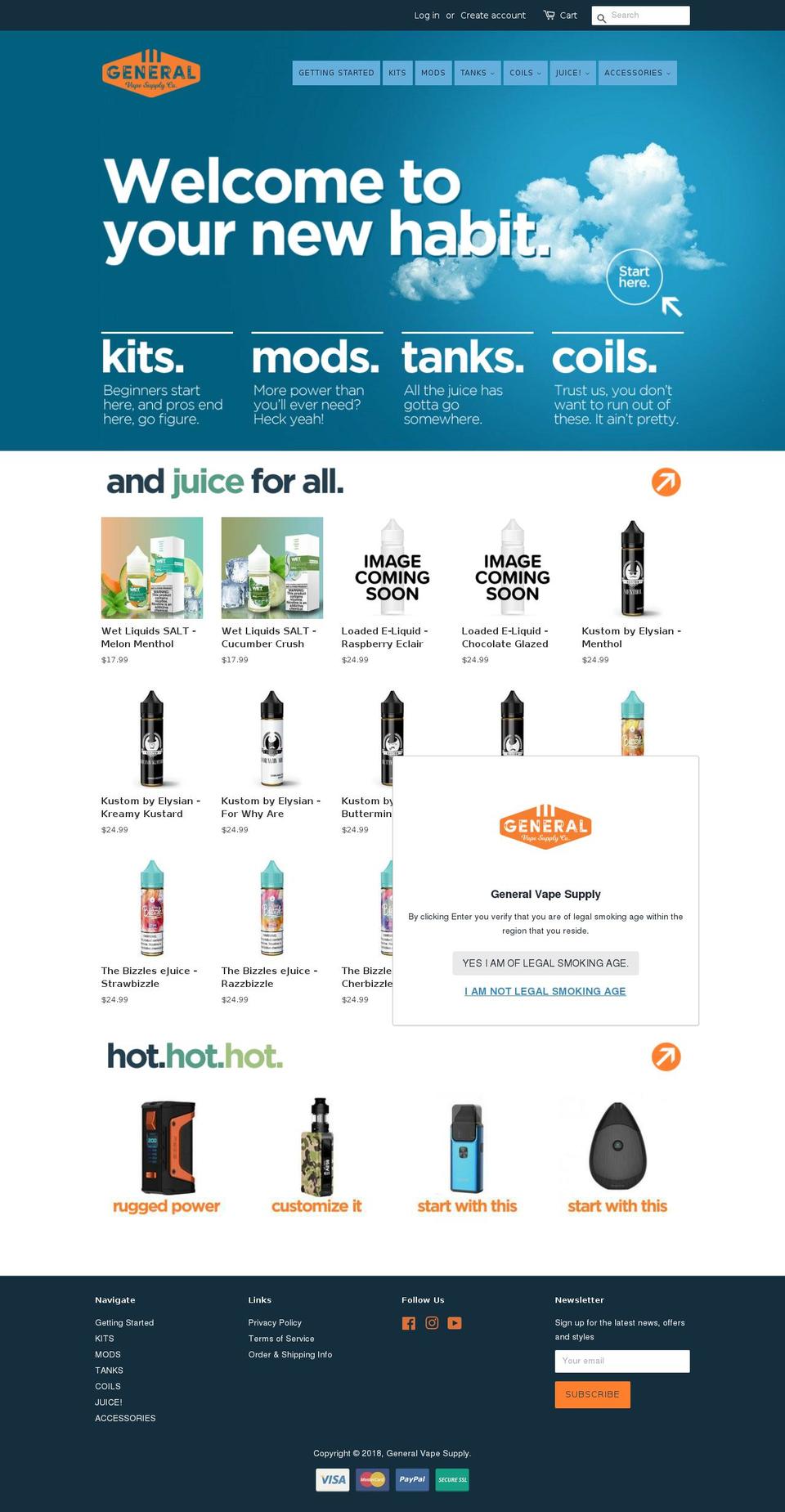 generalvapesupply.com — Shopify storefront screenshot