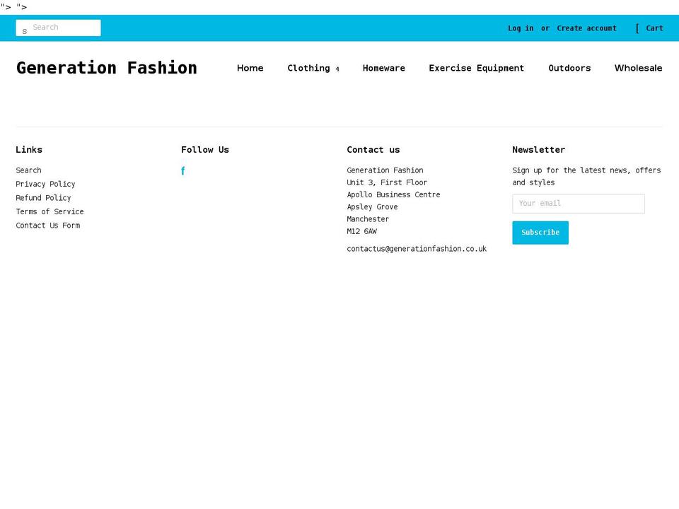 generationfashion.co.uk shopify website screenshot