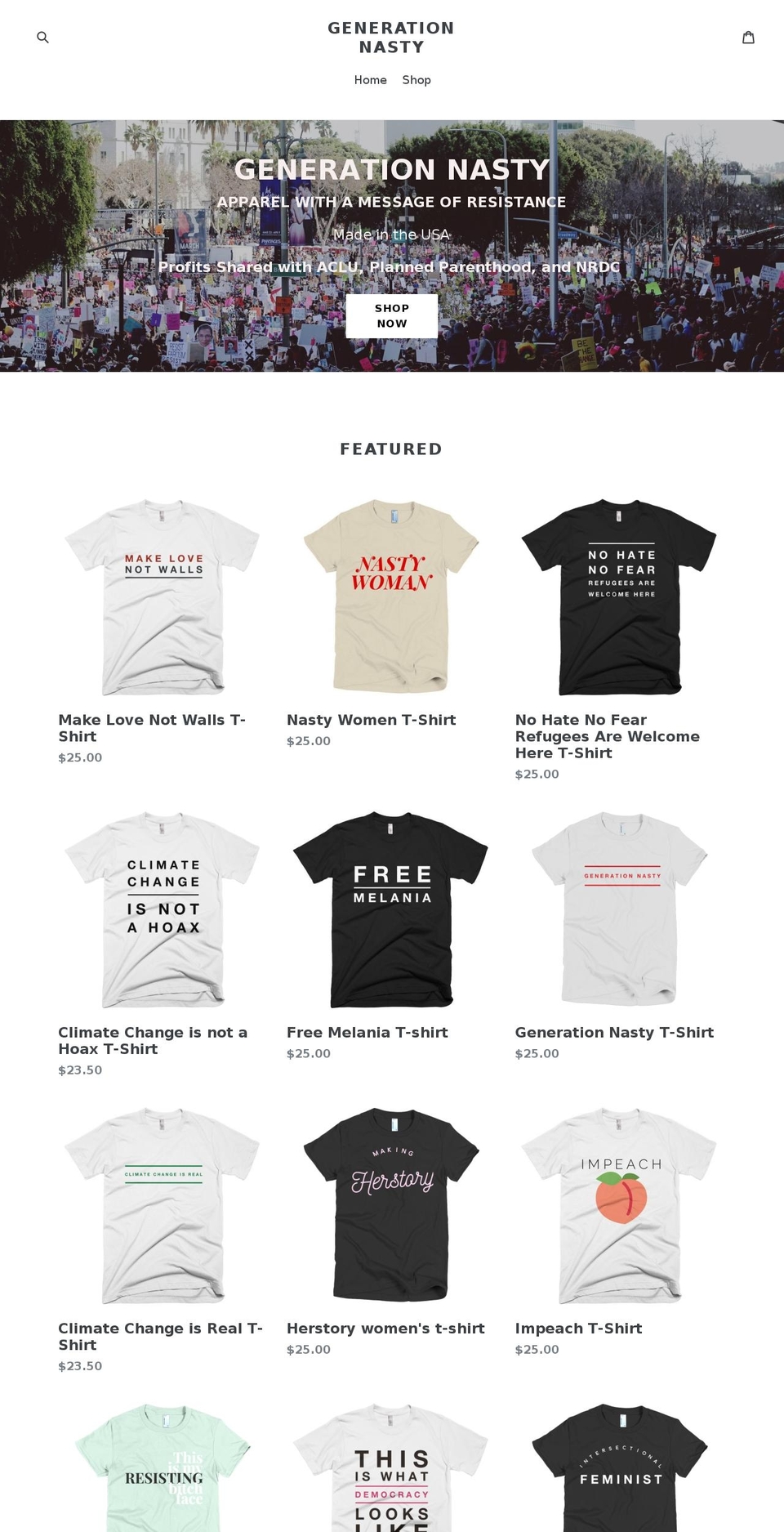 generationnasty.com — Shopify storefront screenshot