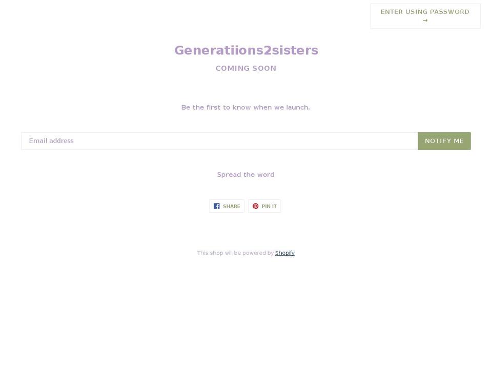 generations2sisters.com shopify website screenshot