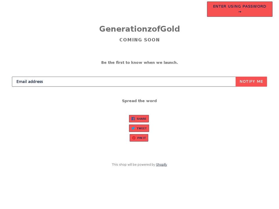 generationsofgold.com — Shopify storefront screenshot