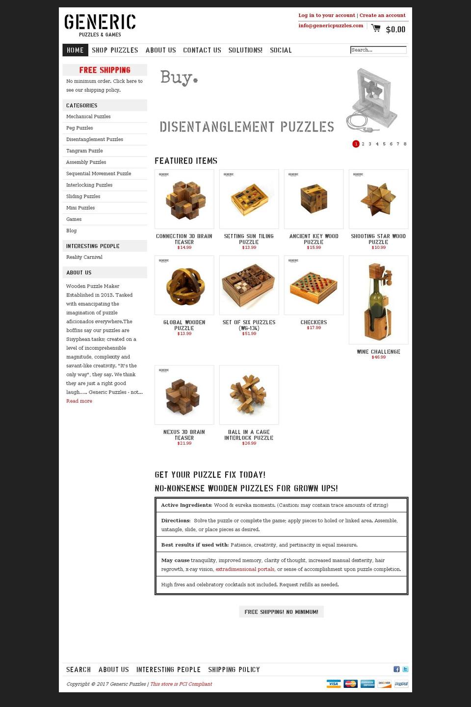 genericpuzzlesandgames.com shopify website screenshot