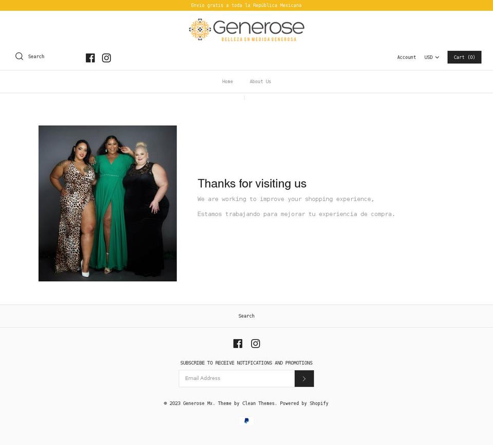 generose.mx shopify website screenshot