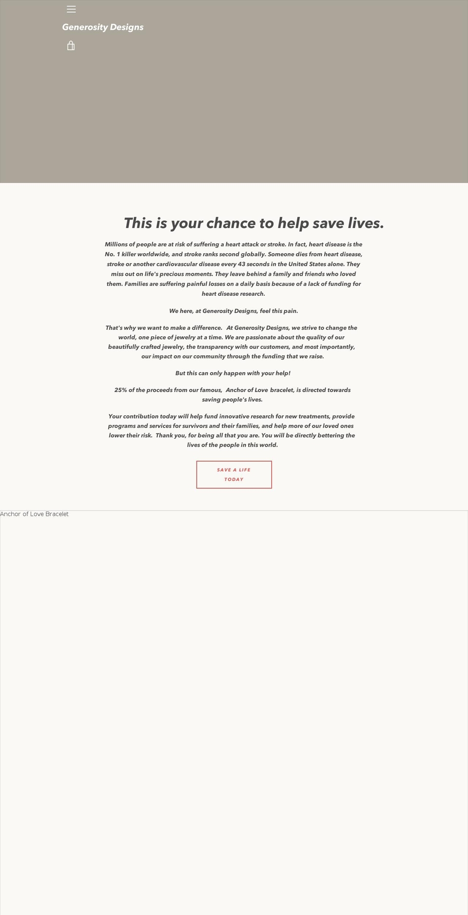 generositydesigns.com — Shopify storefront screenshot