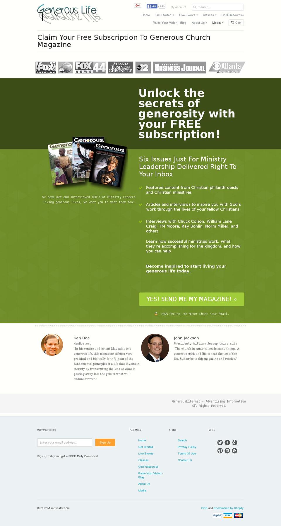 generouschurchmagazine.com shopify website screenshot